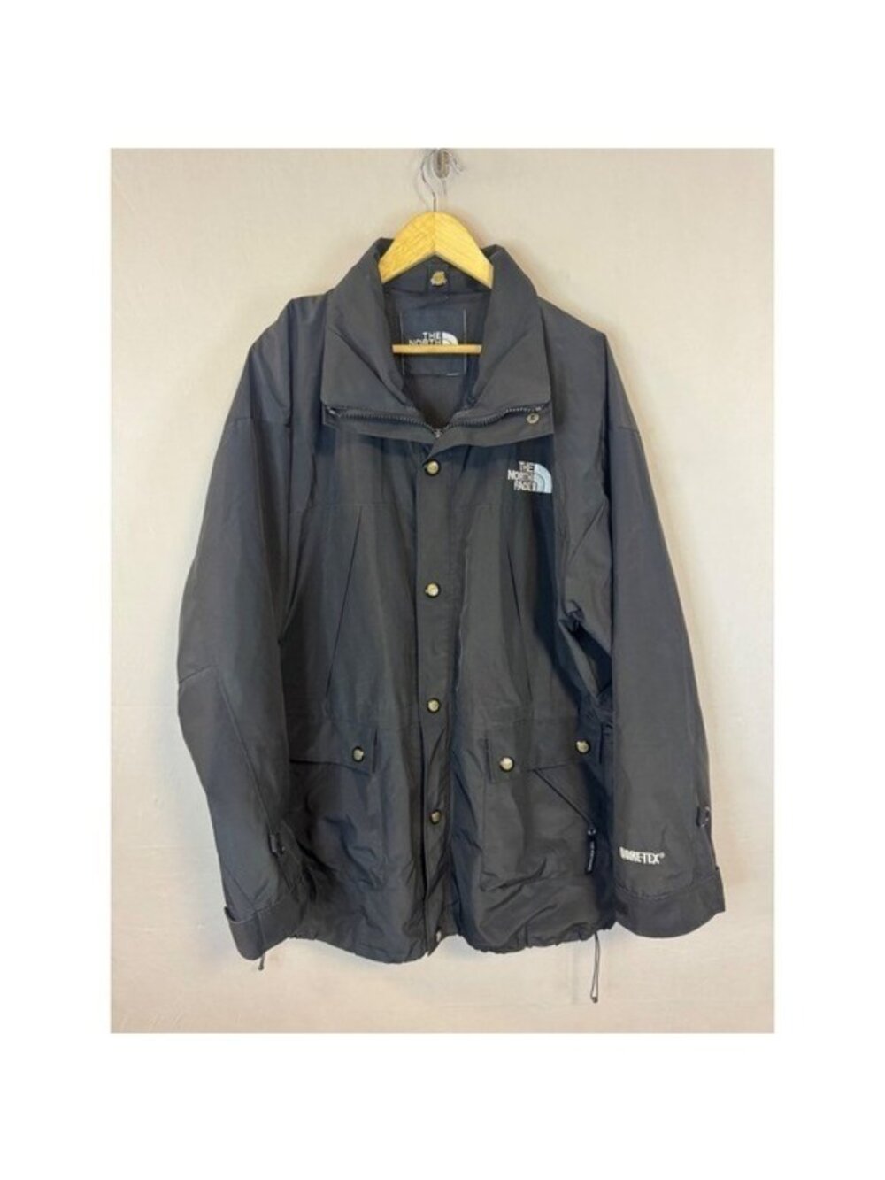 The North Face 90s Gore-Tex Mountain 2XL Parka Shell Jacket Mens Black Vintage